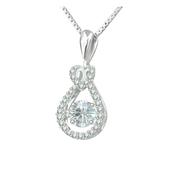 1 Ct Dancing Round Diamond Pear Shape Pendant Necklace with Chain 1 Ct Dancing Round Diamond Pear Shape Pendant Necklace with Chain